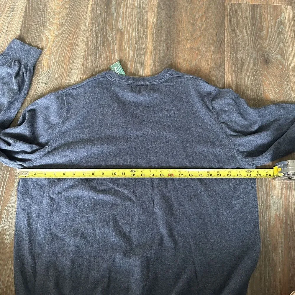 L.L. Bean Cotton Cashmere V-Neck Sweater Indigo Blue, Size XXL